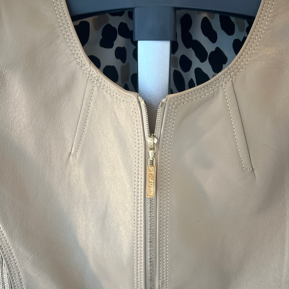 St. John Beige Leather Jacket - image 4
